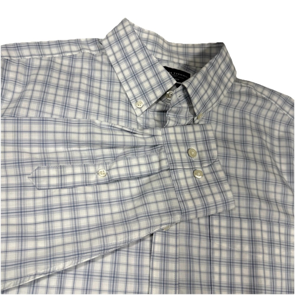 Charles Tyrwhitt Shirt Mens L Gray Check Non Iron Slim Fit Plaid Button Down